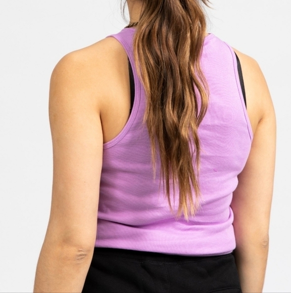 Nike Essential High Neck Tank Top in Violet Shock and Black Size Large NWT - Picture 2 of 11